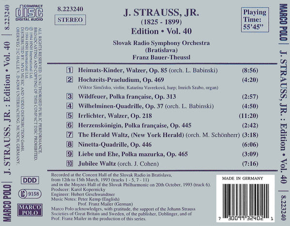 j.-strauss,-jr.:--edition-•-vol.-40