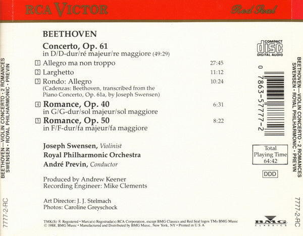joseph-swensen,-beethoven*,-royal-philharmonic-orchestra,-andré-previn-–-violin-concerto-/-2-romances