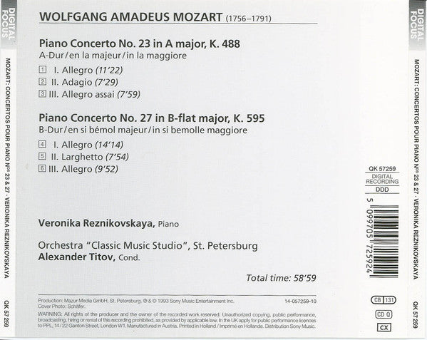 mozart*,-veronika-reznikovskaya,-classic-music-studio*,-alexander-titov-–-concertos-pour-piano-nos-23-&-27