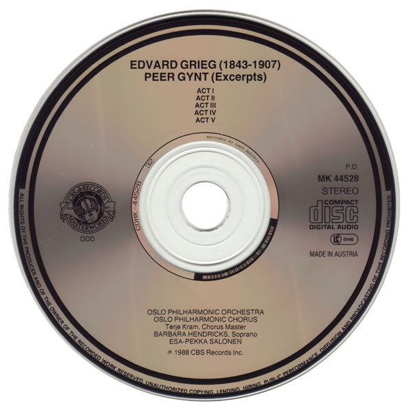 grieg*-/-barbara-hendricks-/-oslo-philharmonic-orchestra*-/-esa-pekka-salonen-–-peer-gynt-excerpts-from-the-incidental-music