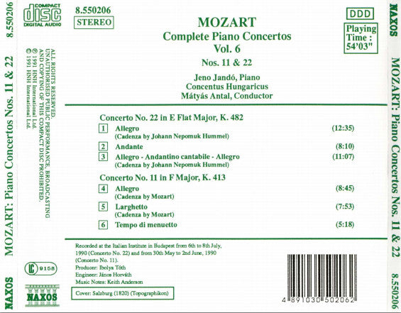 complete-piano-concertos-vol.-6---no.-11,-k.-413,-no.-22,-k.-482