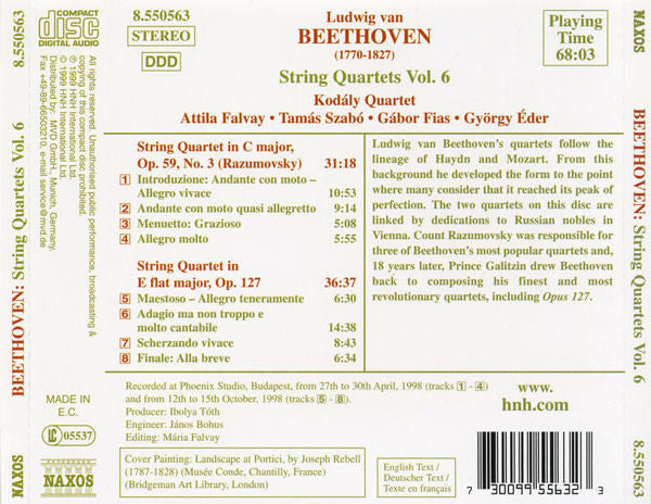 string-quartets-vol.-6---op.-59-no.-3-"rasumovsky"-•-quartet-in-e-flat-major,-op.-127