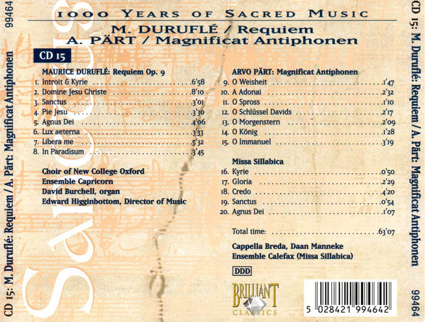 1000-years-of-sacred-music---cd-15---m.-duruflé-/-requiem---a.-pärt-/-magnificat-antiphonen.-missa-sillabica