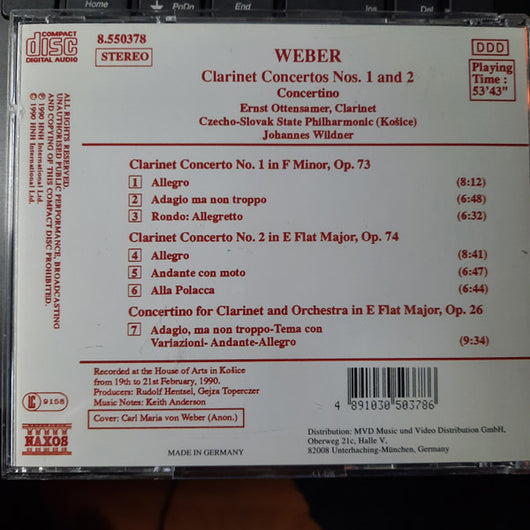 weber:-clarinet-concertos-nos.-1-and-2---concertino