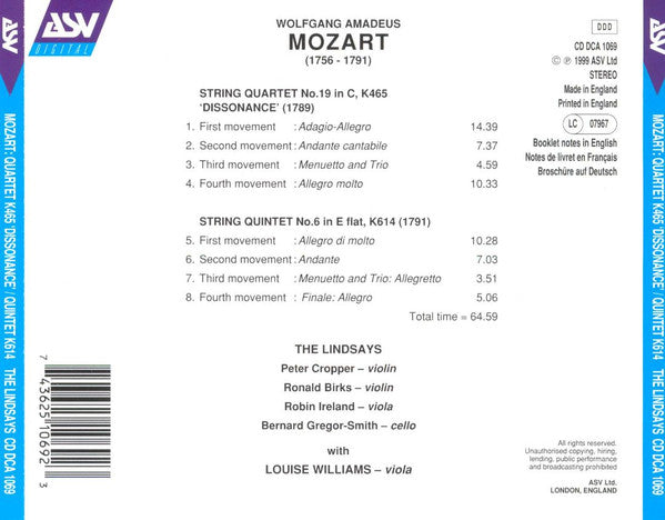string-quartet-in-c-k465-"dissonance";-string-quintet-in-e-flat-k614