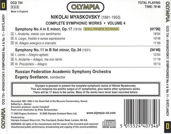 complete-symphonic-works-•-volume-4:-symphony-no.-4,-symphony-no.-11
