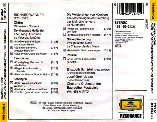 chöre:-lohengrin-•-götterdämmerung-•-parsifal-•-der-fliegende-holländer-•-tannhäuser-•-die-meistersinger-von-nürnberg