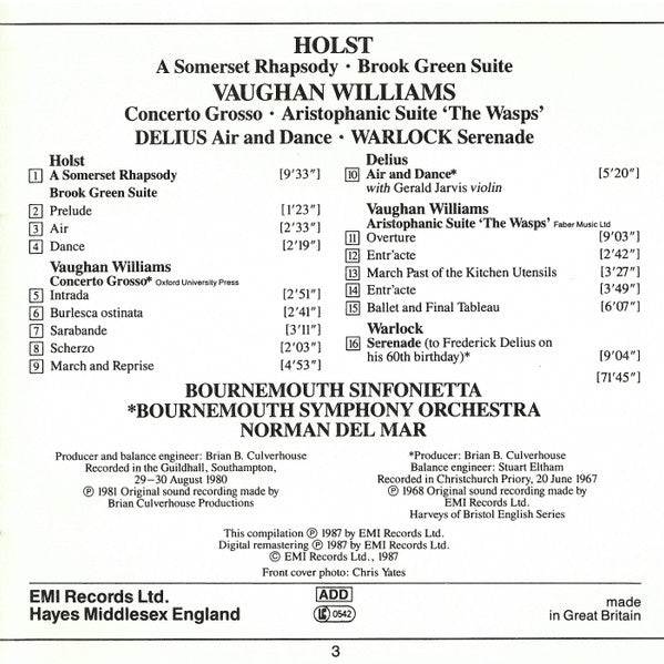 a-somerset-rhapsody-•-brook-green-suite-/-the-wasps,-suite-•-concerto-grosso-/-air-and-dance-/-serenade