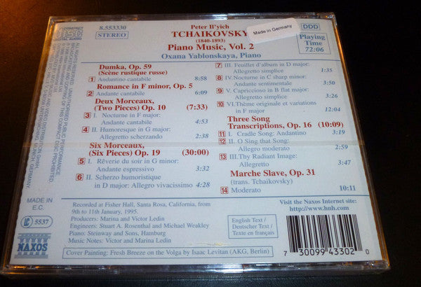 piano-music-vol.-2:-six-pieces-op19,-dumka-op59,-three-song-transcriptions-op16