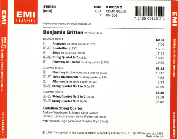 complete-music-for-string-quartet-(string-quartets-nos.1-3-·-string-quartet-in-d-·-rhapsody-·-phantasy-for-string-quartet-·-phantasy-for-oboe-and-string-trio-·-quartettino-·-elegy-for-solo-viola-·-three-divertimenti-·-alla-marcia)