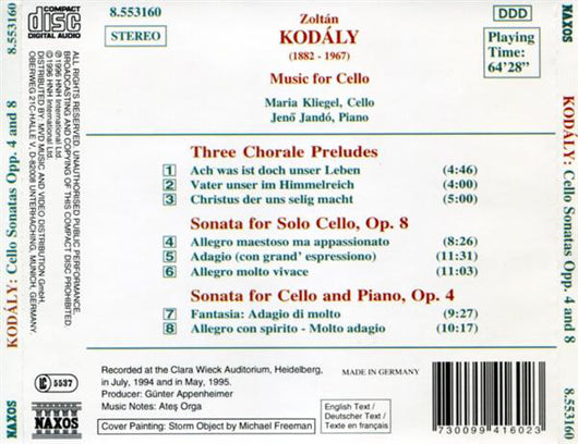 music-for-cello---three-chorale-preludes,-cello-sonatas-opp.-4-and-8