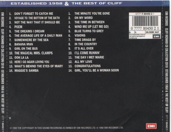 cliff-richard-cd-collection-cd-10-established-1958-&-the-best-of-cliff