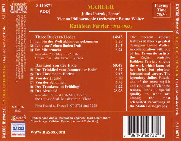 das-lied-von-der-erde-/-three-rückert-lieder